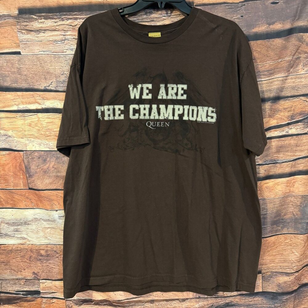 QUEEN T-Shirt Men’s Brown XXL 100% Cotton We Are The Champions Graphic